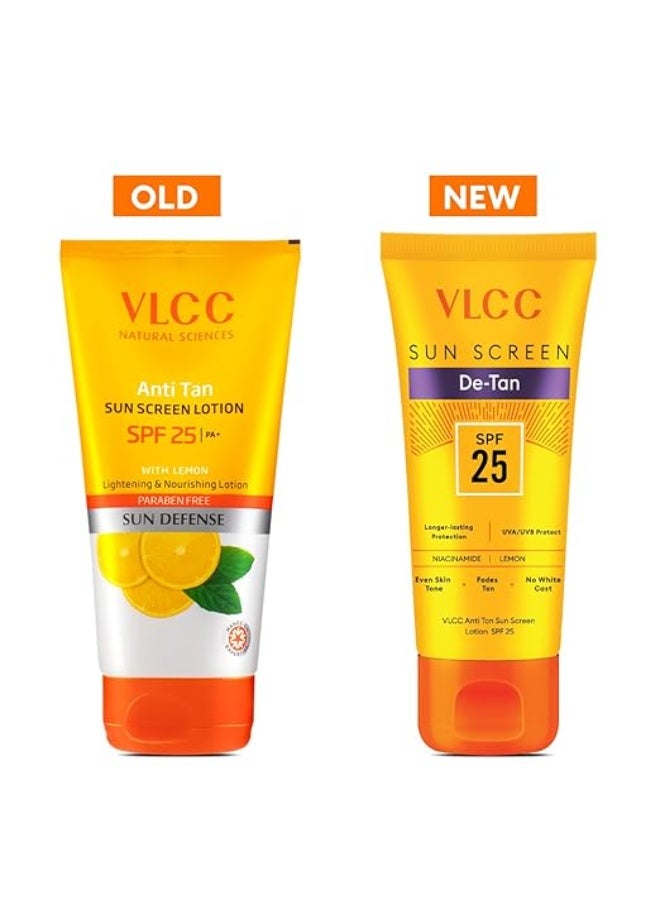 VLCC De - Tan Sun Screen Lotion - SPF 25-150ml X 2 | Helps in Protection Against Sun Damage | With Niacinamide & Kojic Acid. - Image 2